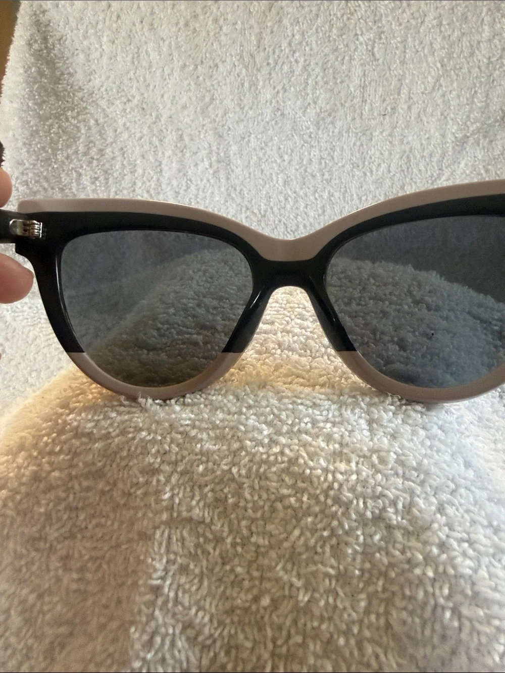 Valentino Two-Tone Cat Eye Sunglasses - Black and Beige